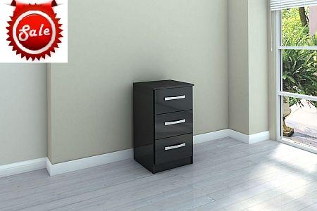 Lynx 3 Drawer bedside Black